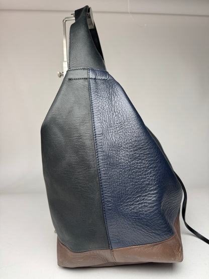 Vintage Marni Leather Bag Marine Black Brown