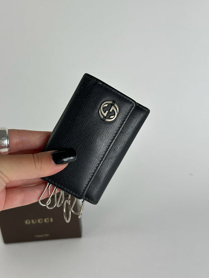 Vintage Gucci leather key holder black