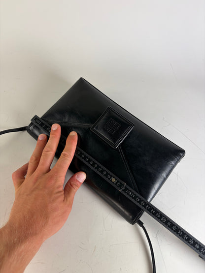 Vintage Givenchy Leather Clutch Bag Black Gold
