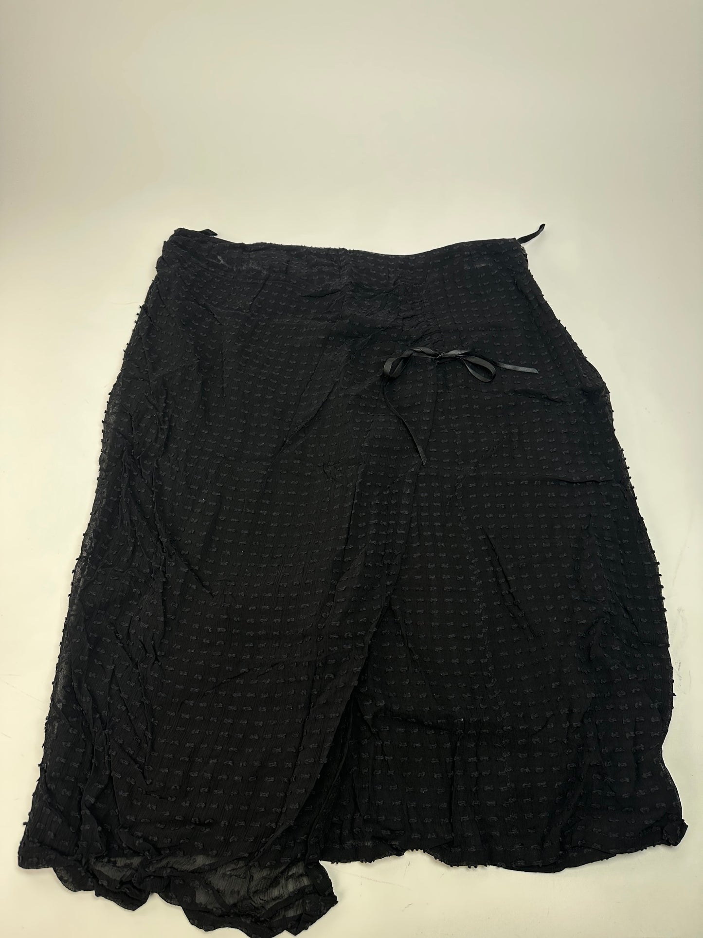 Vintage Givenchy Silk Bow Detail A-Line Skirt Black XL