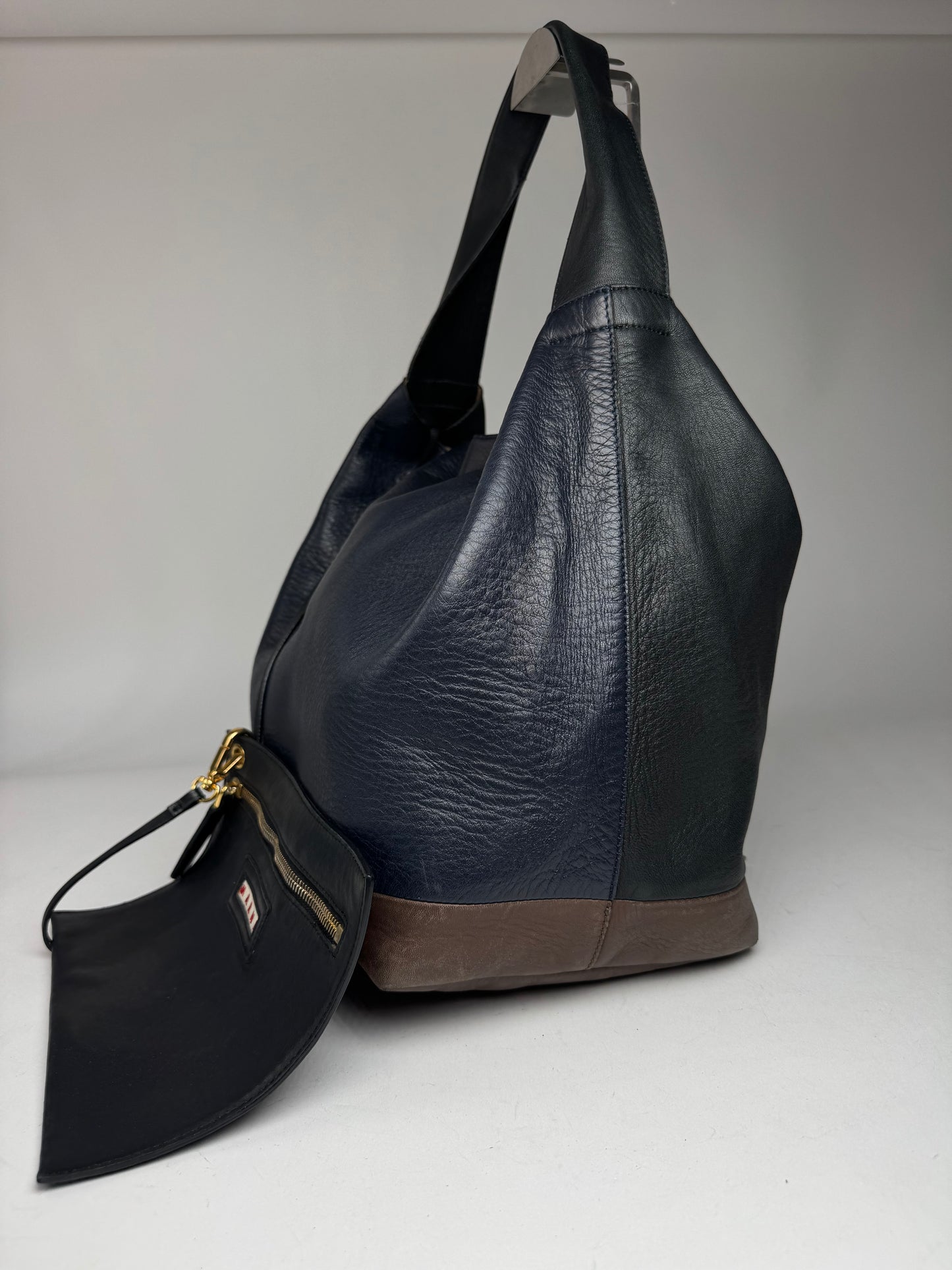 Vintage Marni Leather Bag Marine Black Brown