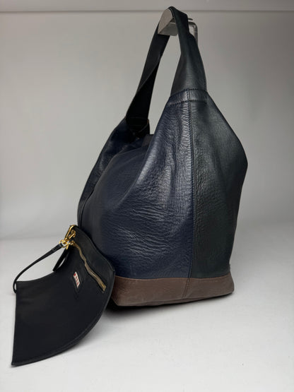 Vintage Marni Leather Bag Marine Black Brown