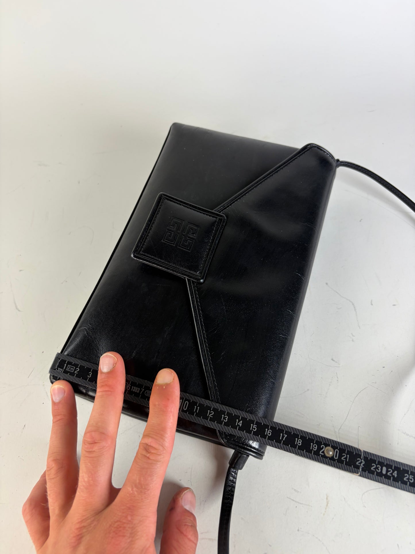 Vintage Givenchy Leather Clutch Bag Black Gold