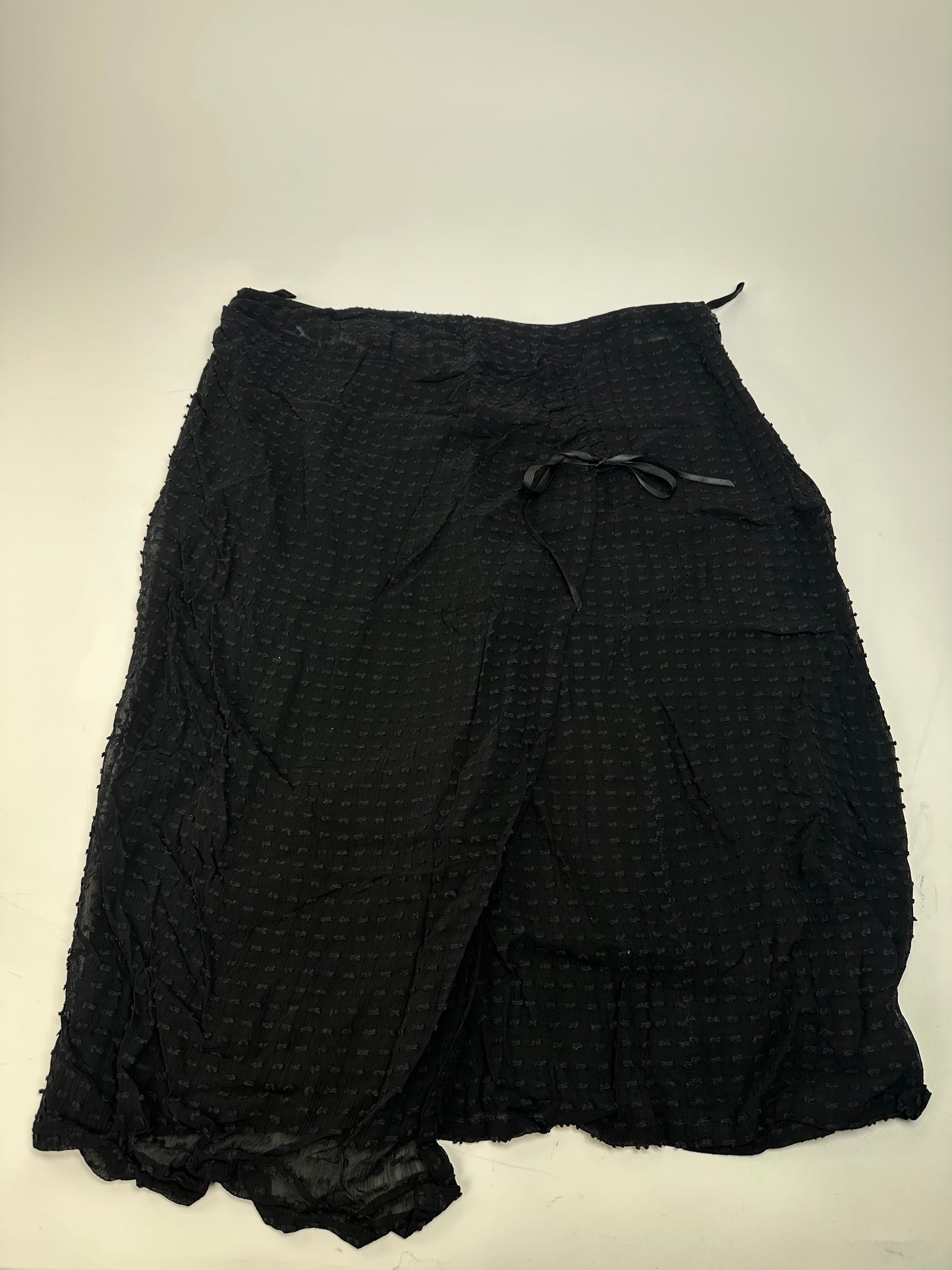 Vintage Givenchy Silk Bow Detail A-Line Skirt Black XL
