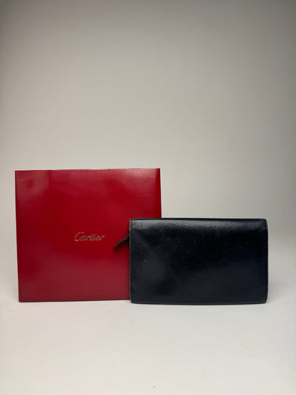 Vintage Cartier Leather Card / ID Holder Navy