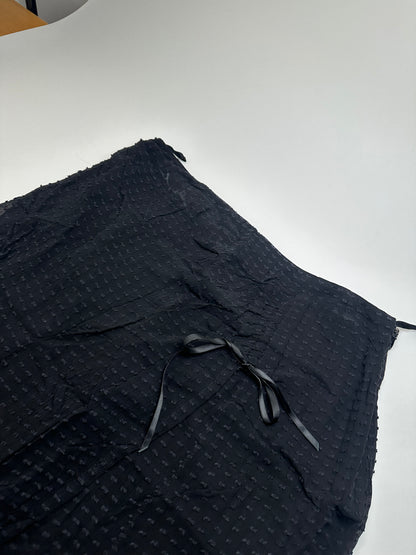 Vintage Givenchy Silk Bow Detail A-Line Skirt Black XL