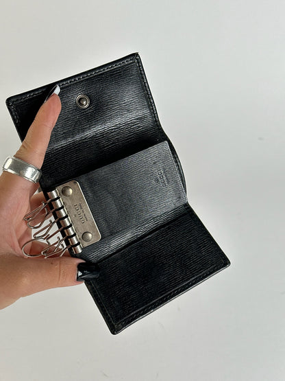 Vintage Gucci leather key holder black