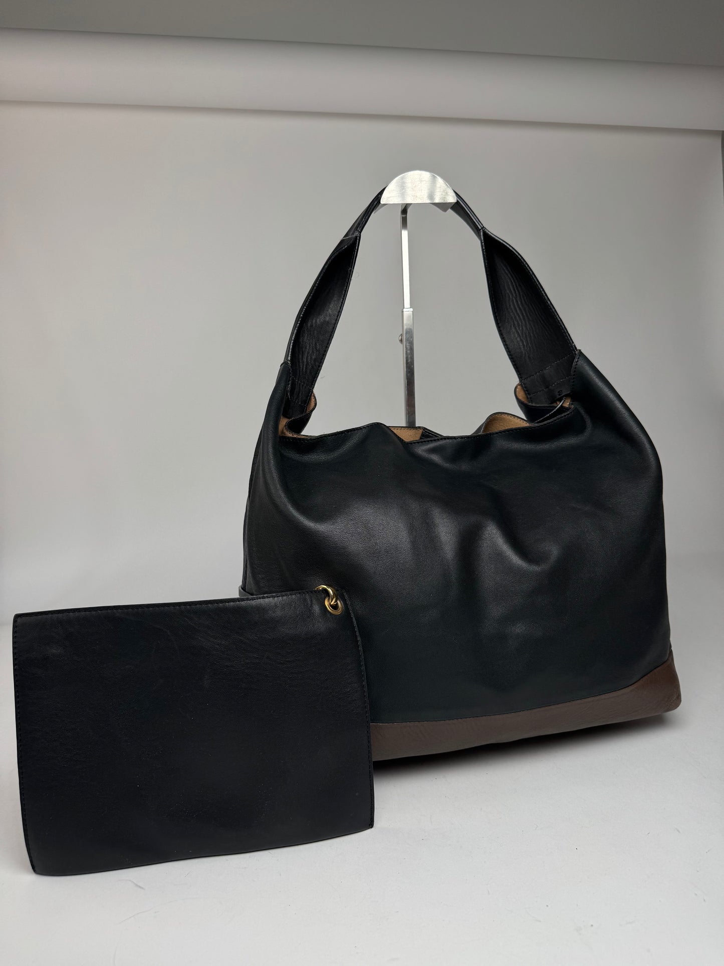 Vintage Marni Leather Bag Marine Black Brown
