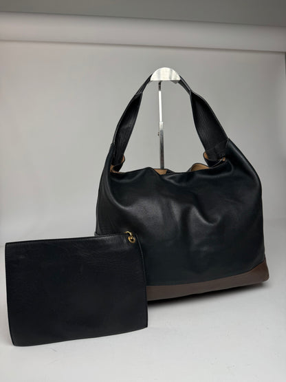 Vintage Marni Leather Bag Marine Black Brown