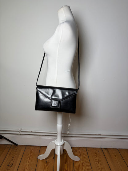 Vintage Givenchy Leather Clutch Bag Black Gold