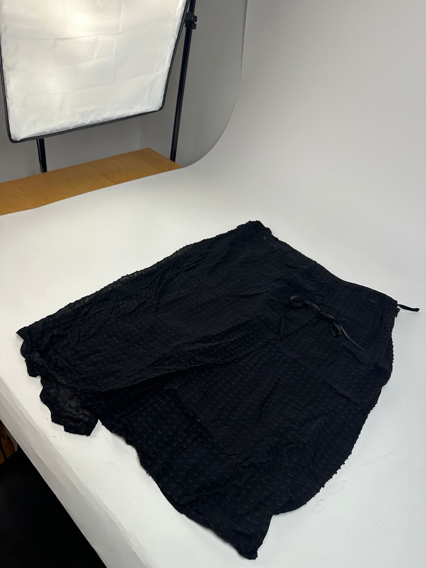 Vintage Givenchy Silk Bow Detail A-Line Skirt Black XL