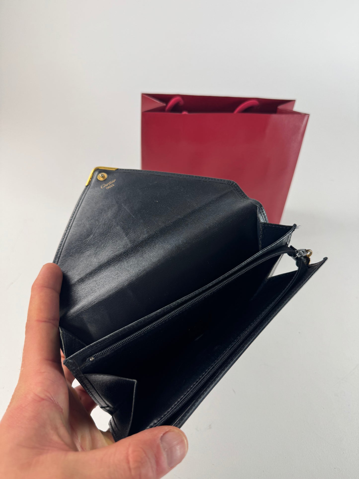 Vintage Cartier Leather Card / ID Holder Navy