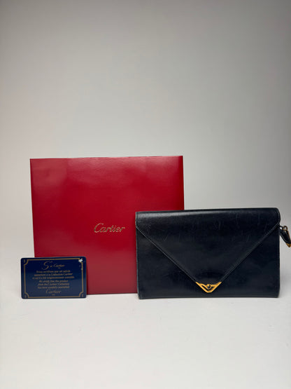 Vintage Cartier Leather Card / ID Holder Navy