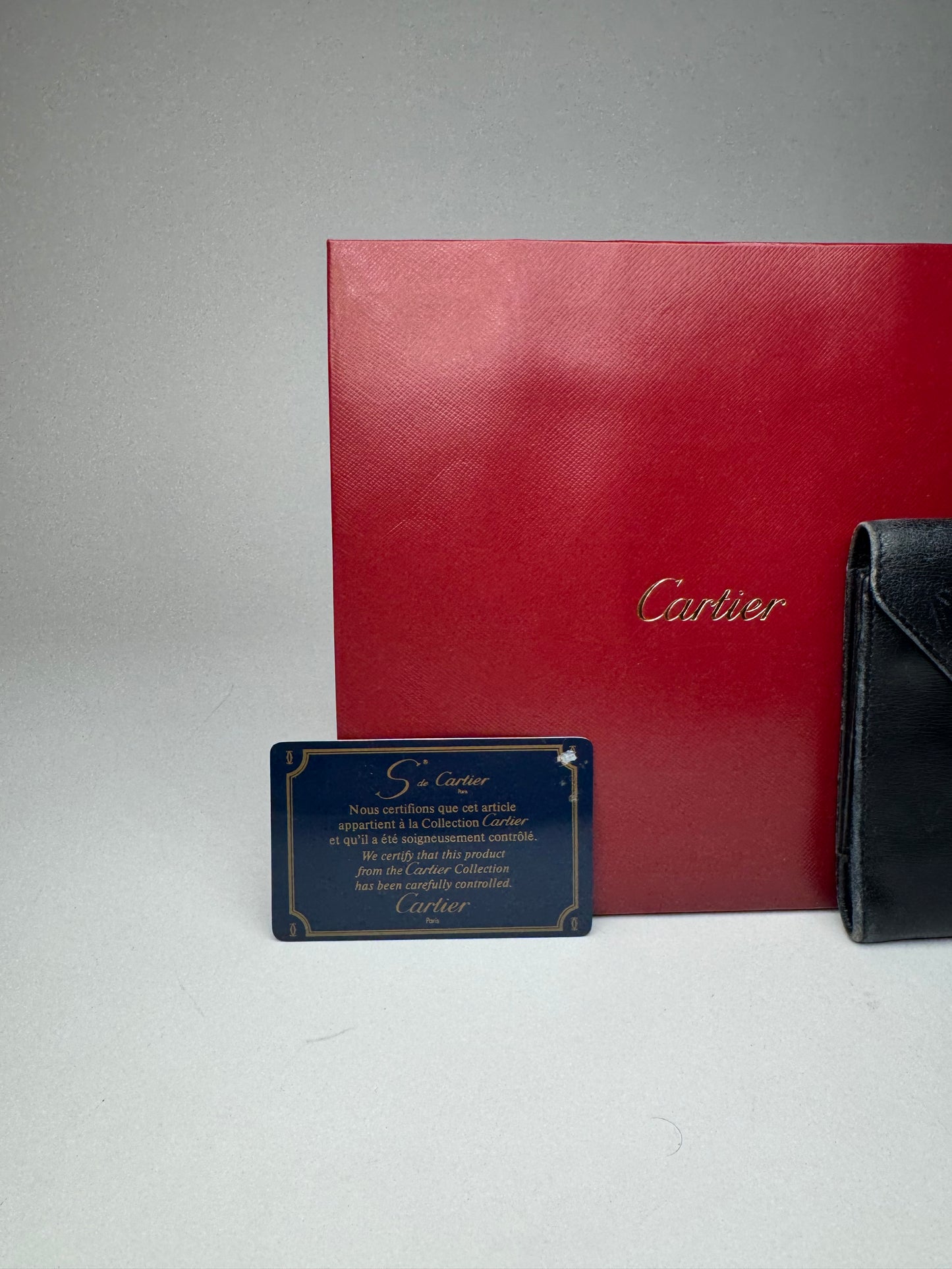 Vintage Cartier Leather Card / ID Holder Navy