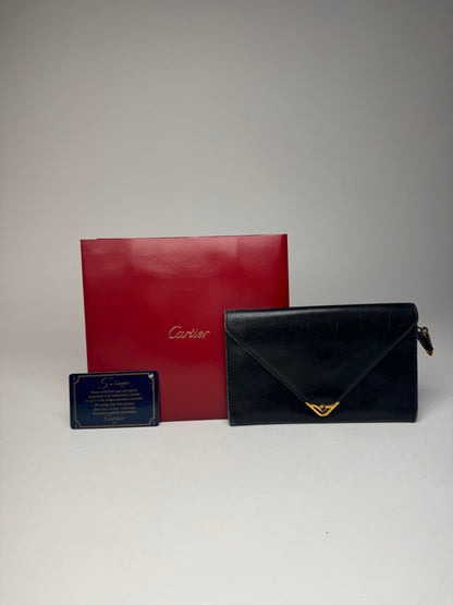 Vintage Cartier Leather Card / ID Holder Navy