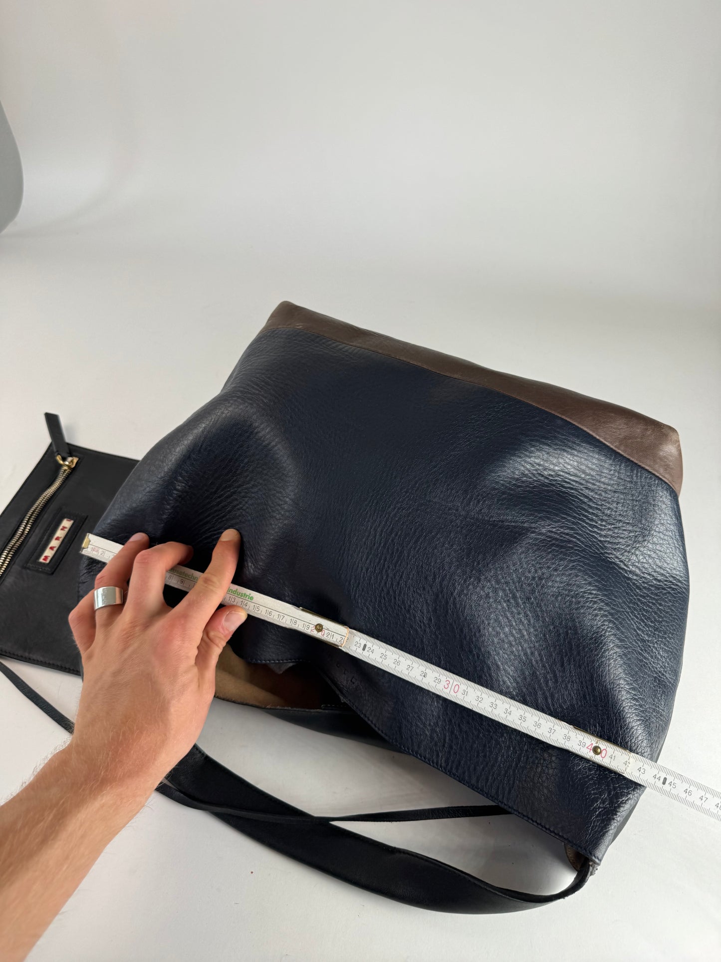 Vintage Marni Leather Bag Marine Black Brown