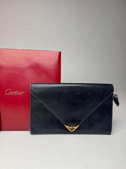Vintage Cartier Leather Card / ID Holder Navy