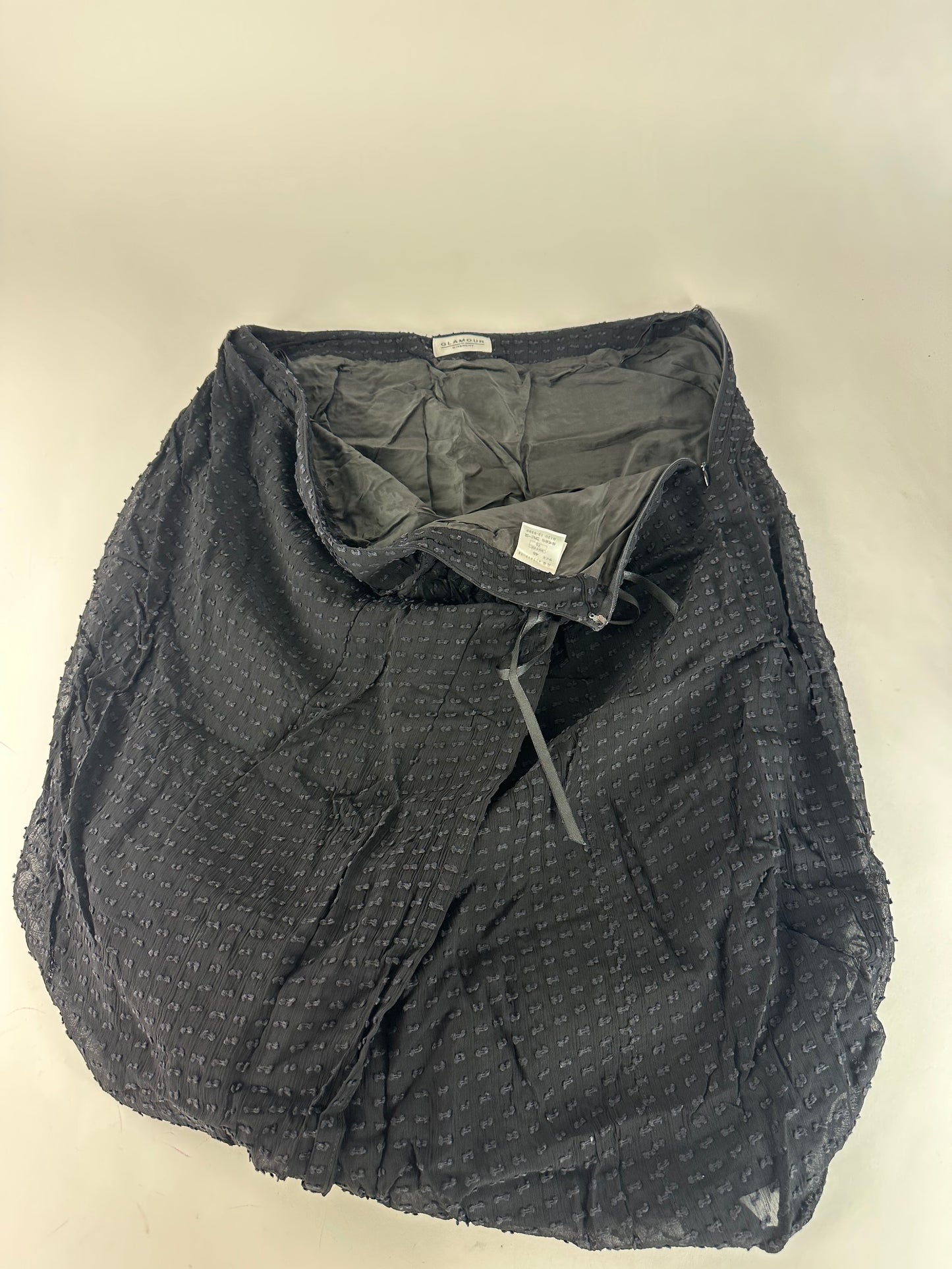 Vintage Givenchy Silk Bow Detail A-Line Skirt Black XL