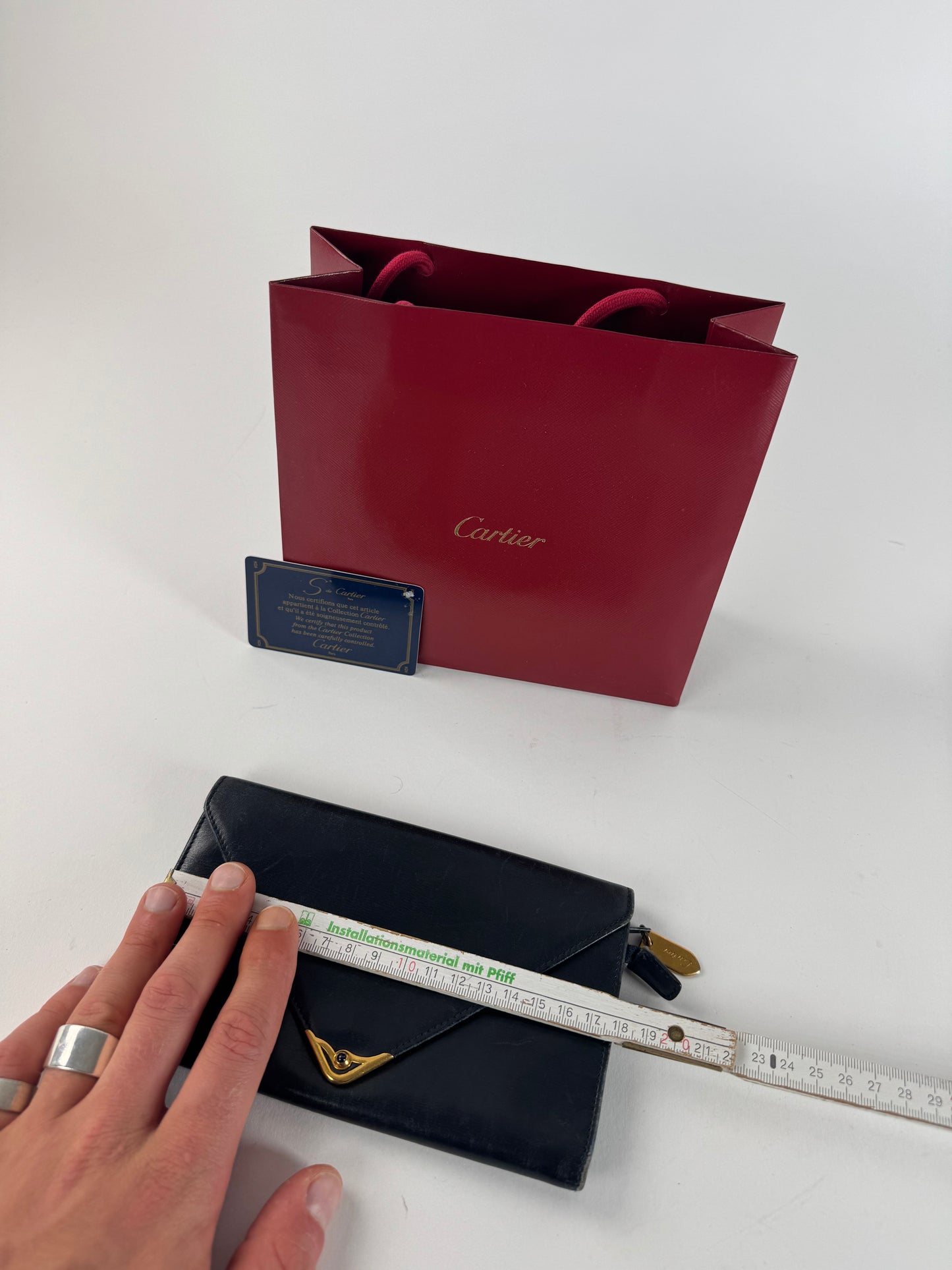 Vintage Cartier Leather Card / ID Holder Navy