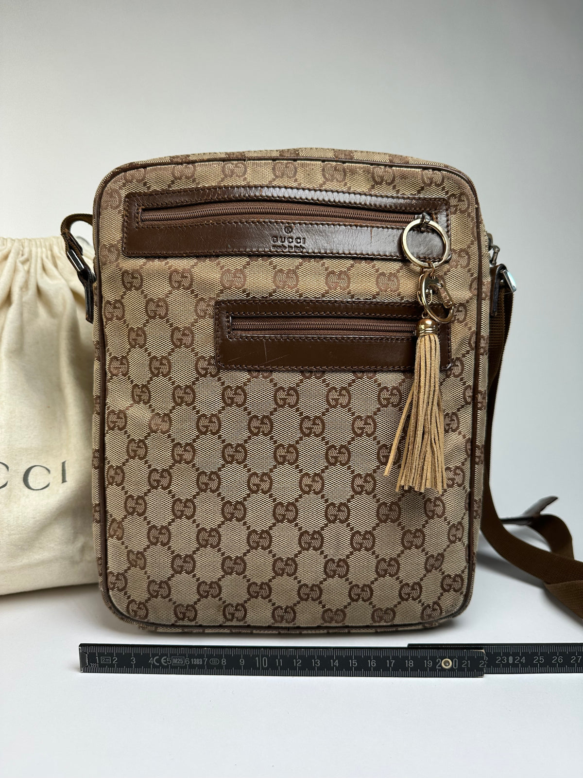Vintage Gucci GG Supreme Crossbody Bag Late 2000s Beige Brown