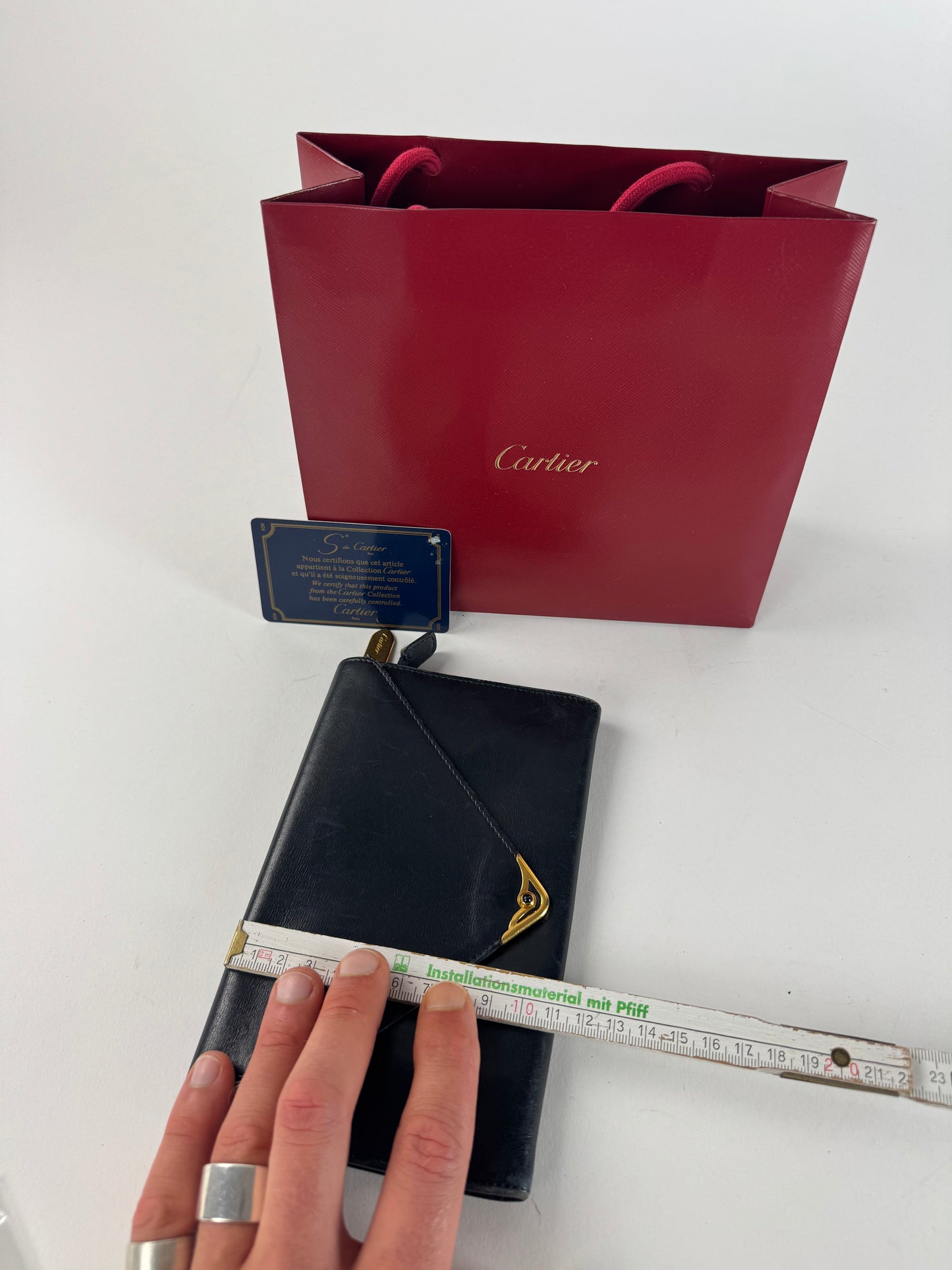 Vintage Cartier Leather Card / ID Holder Navy