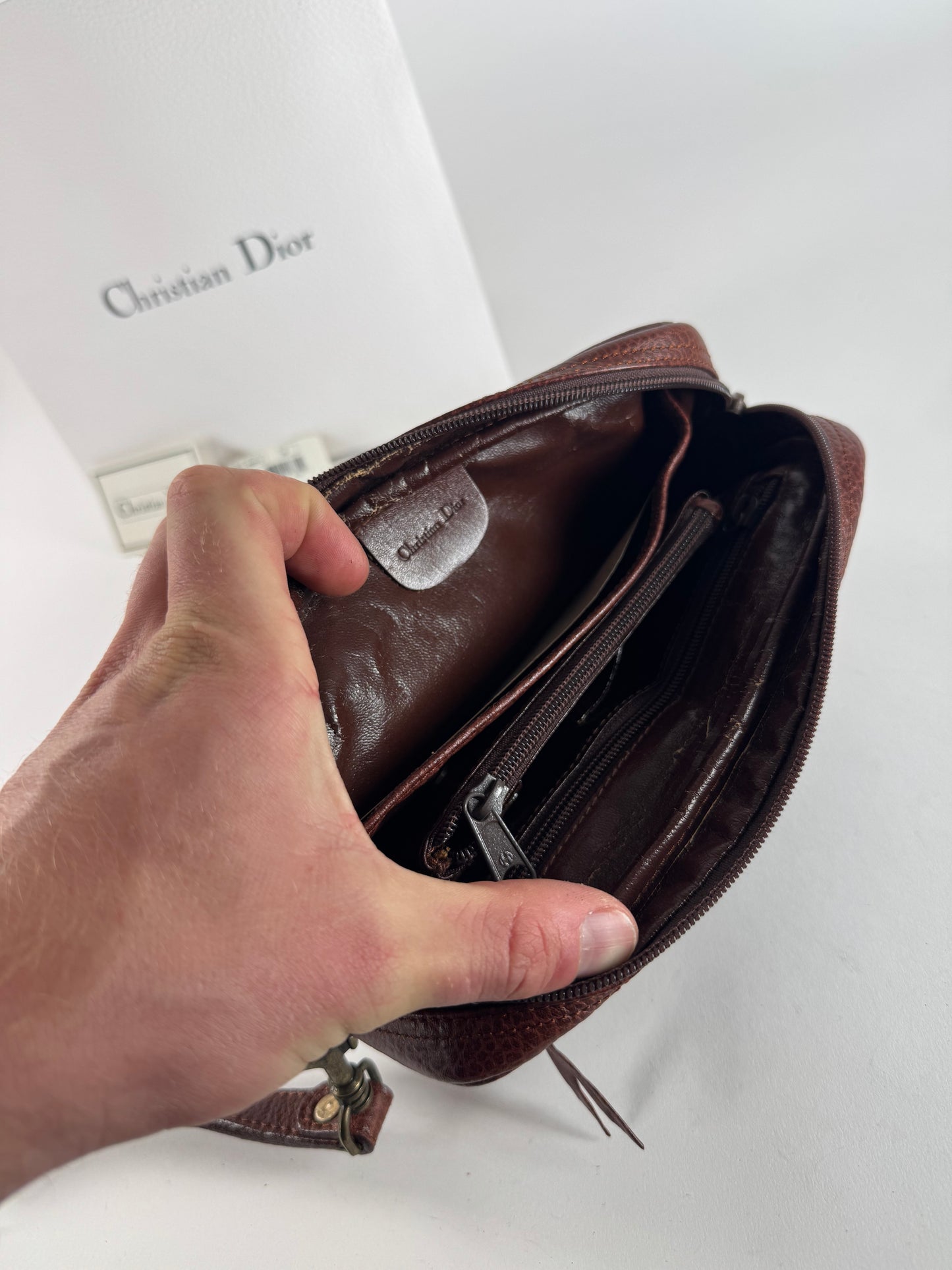 Vintage Dior Leather Clutch Brown