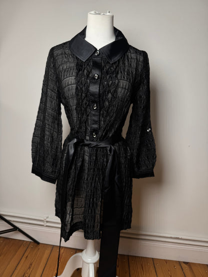 Vintage Courreges Transparent Trenchcoat Black M