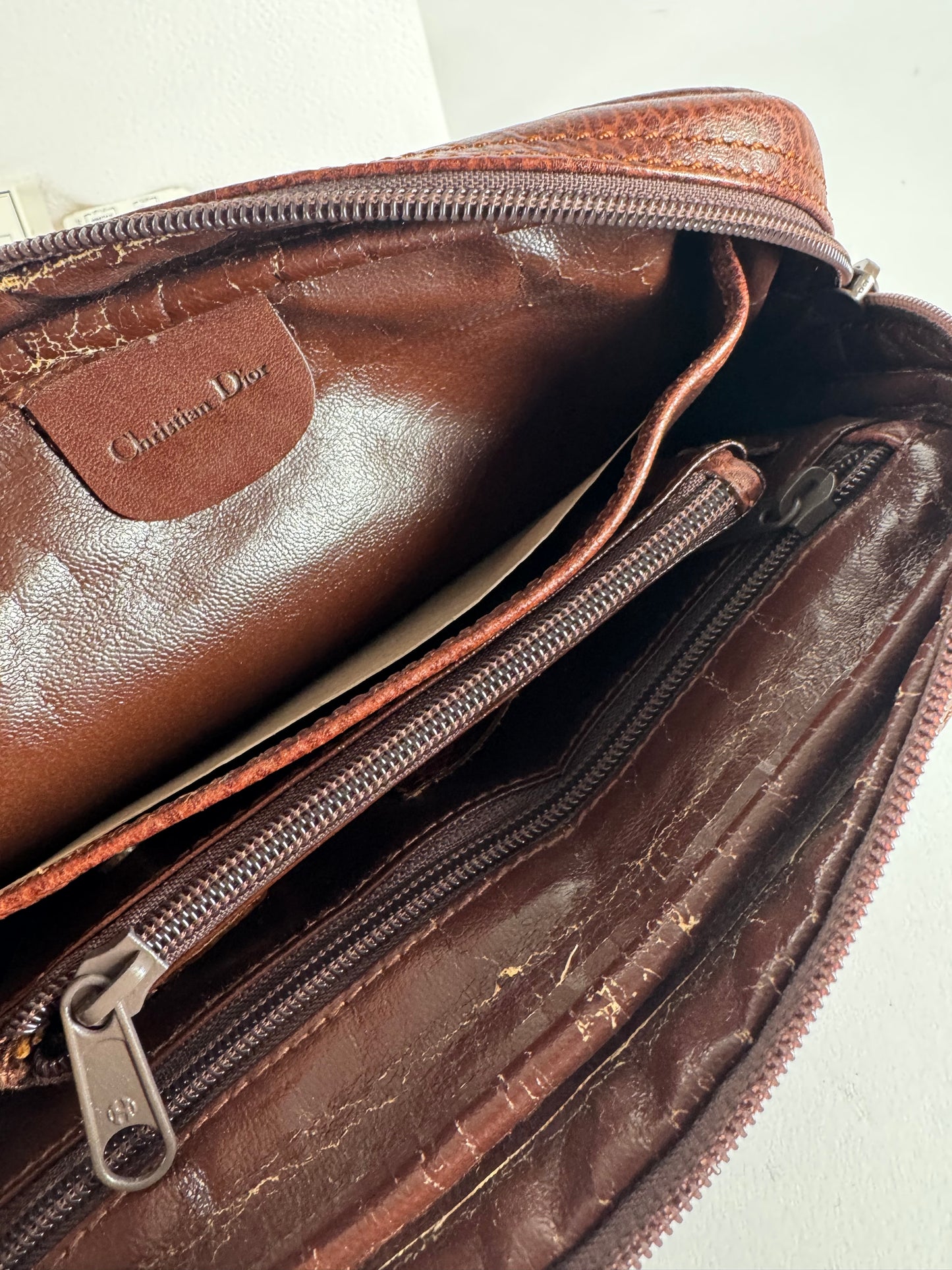 Vintage Dior Leather Clutch Brown