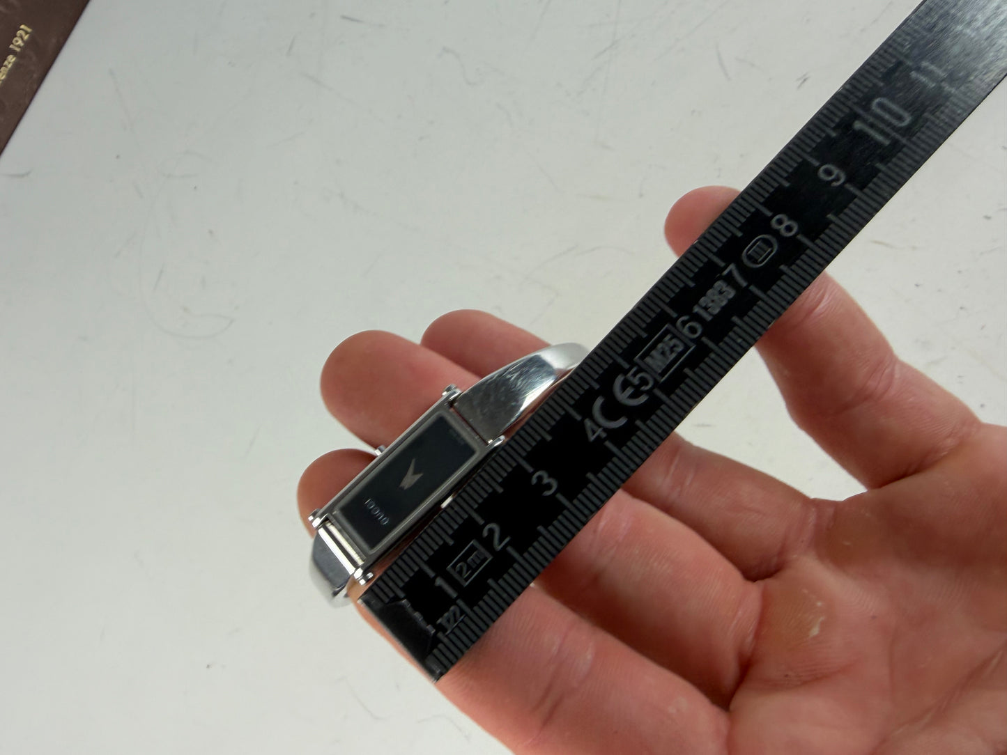 Vintage Gucci Stainless Steel Leather Bracelet Watch Silver Black