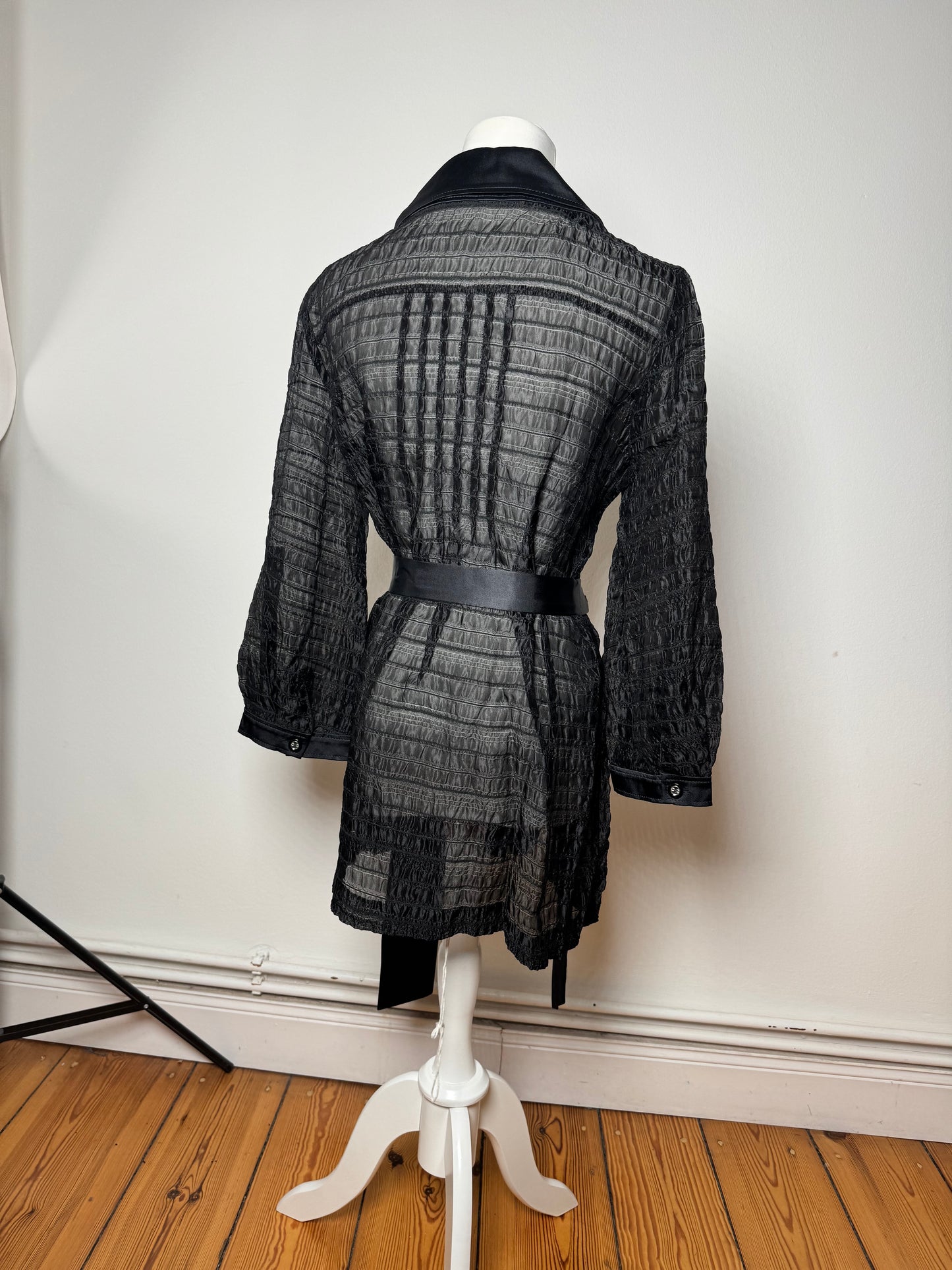 Vintage Courreges Transparent Trenchcoat Black M