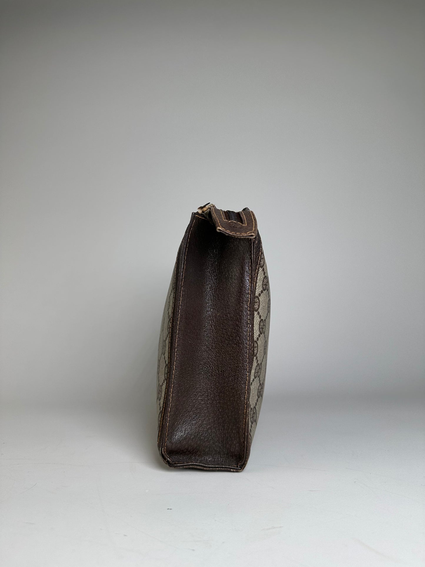 Vintage Gucci GG Supreme Canvas Pouch Beige Brown