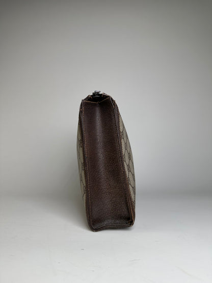 Vintage Gucci GG Supreme Canvas Pouch Beige Brown