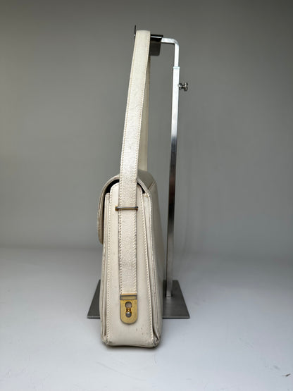 Vintage Gucci Leather Shoulder Bag Cream Gold