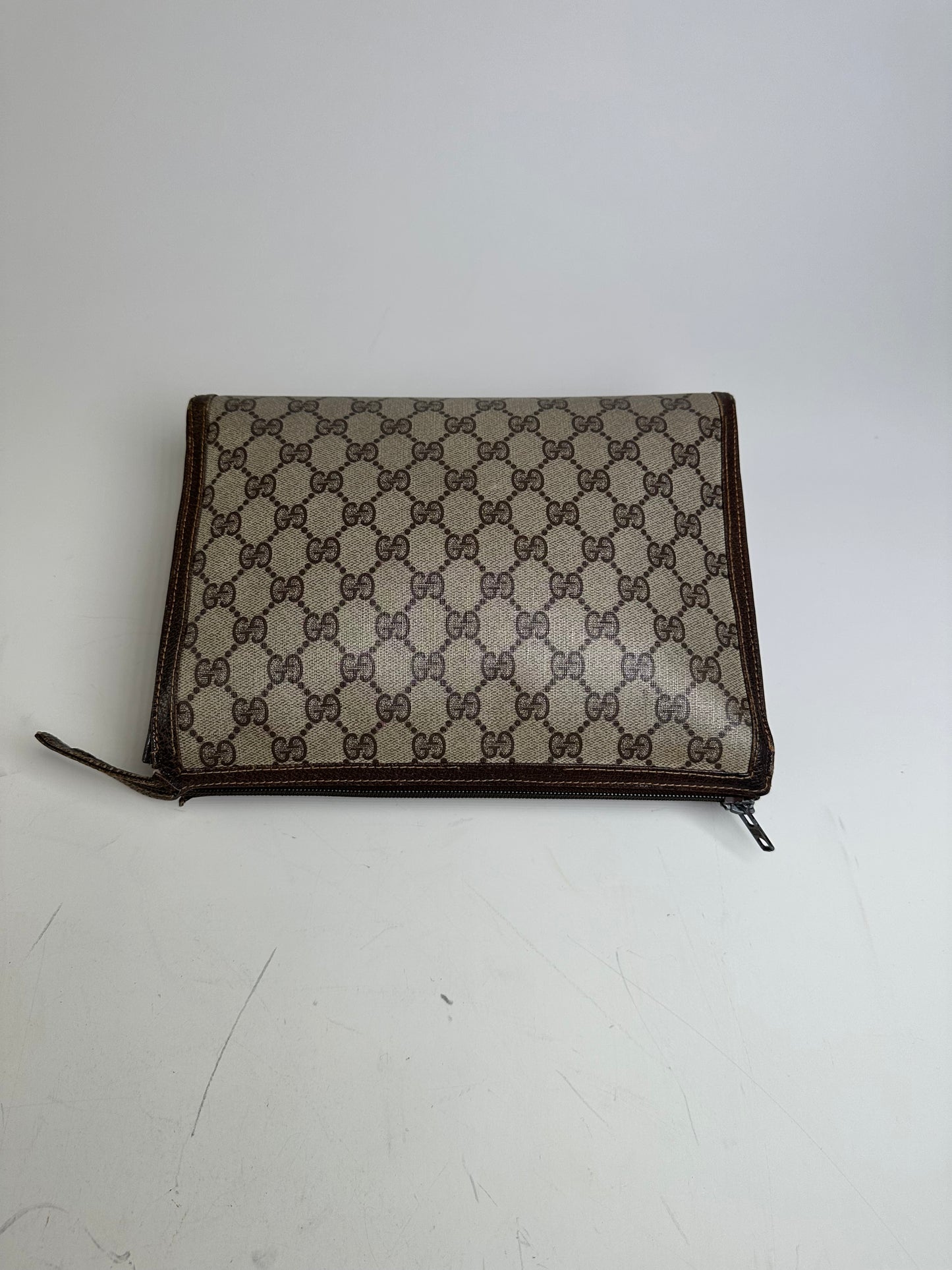 Vintage Gucci GG Supreme Canvas Pouch Beige Brown