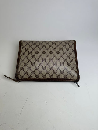 Vintage Gucci GG Supreme Canvas Pouch Beige Brown