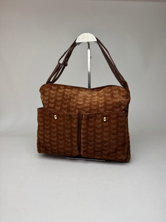 Vintage Bottega Veneta monogram Suede Leather Bag Brown