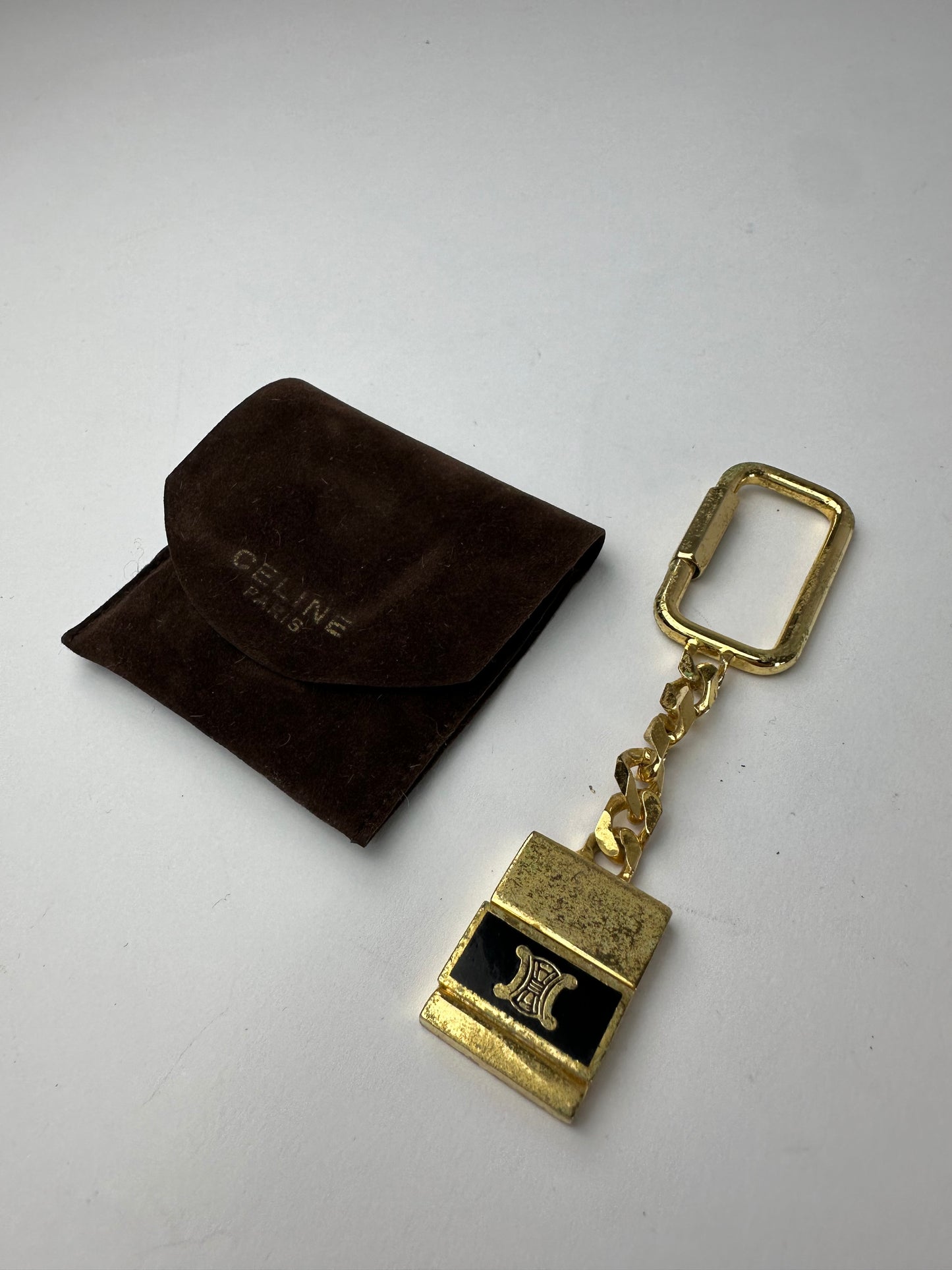 Vintage Celine Keychain / Pendant Gold Black