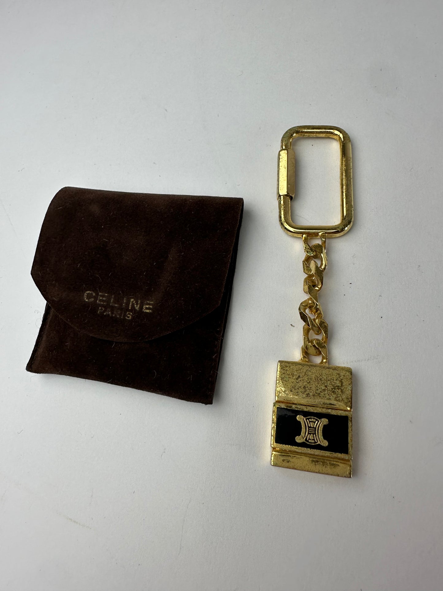 Vintage Celine Keychain / Pendant Gold Black