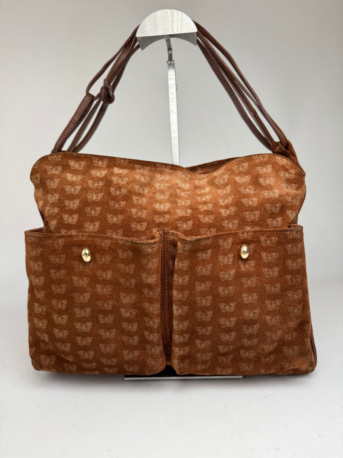 Vintage Bottega Veneta monogram Suede Leather Bag Brown
