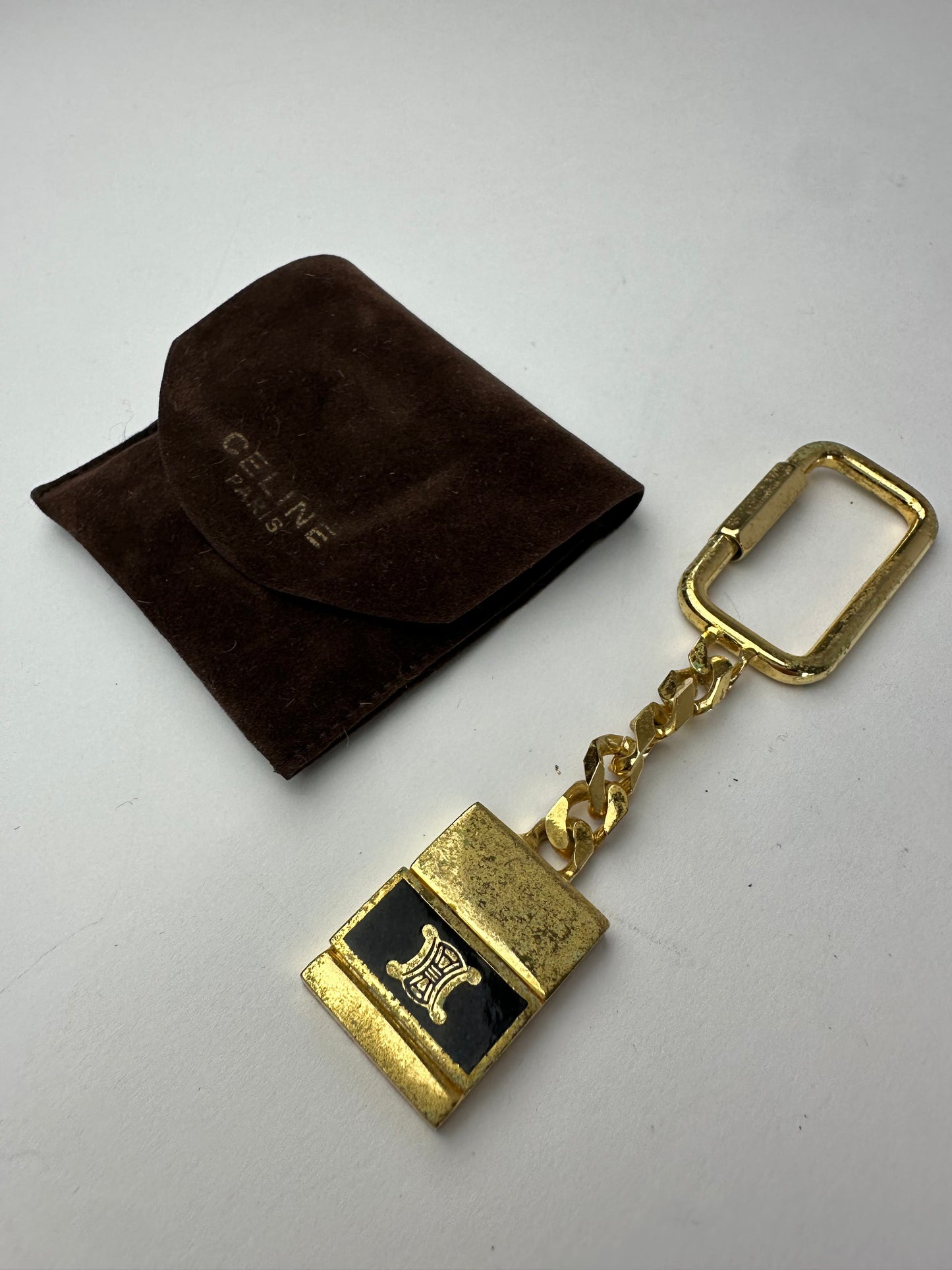 Vintage Celine Keychain / Pendant Gold Black