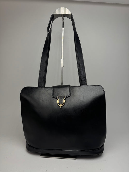 Vintage Celine Paris Leather Handbag Black