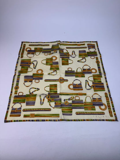 Vintage Celine Abstract Monogram Scarf Yellow Green