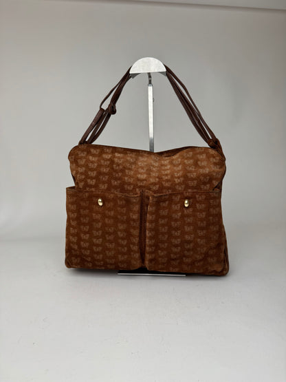 Vintage Bottega Veneta monogram Suede Leather Bag Brown
