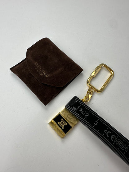 Vintage Celine Keychain / Pendant Gold Black