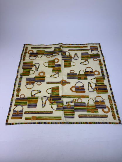 Vintage Celine Abstract Monogram Scarf Yellow Green