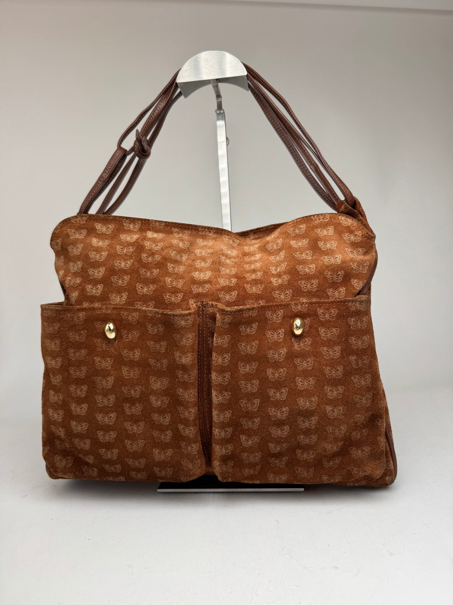 Vintage Bottega Veneta monogram Suede Leather Bag Brown