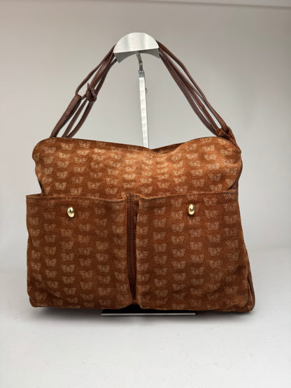 Vintage Bottega Veneta monogram Suede Leather Bag Brown