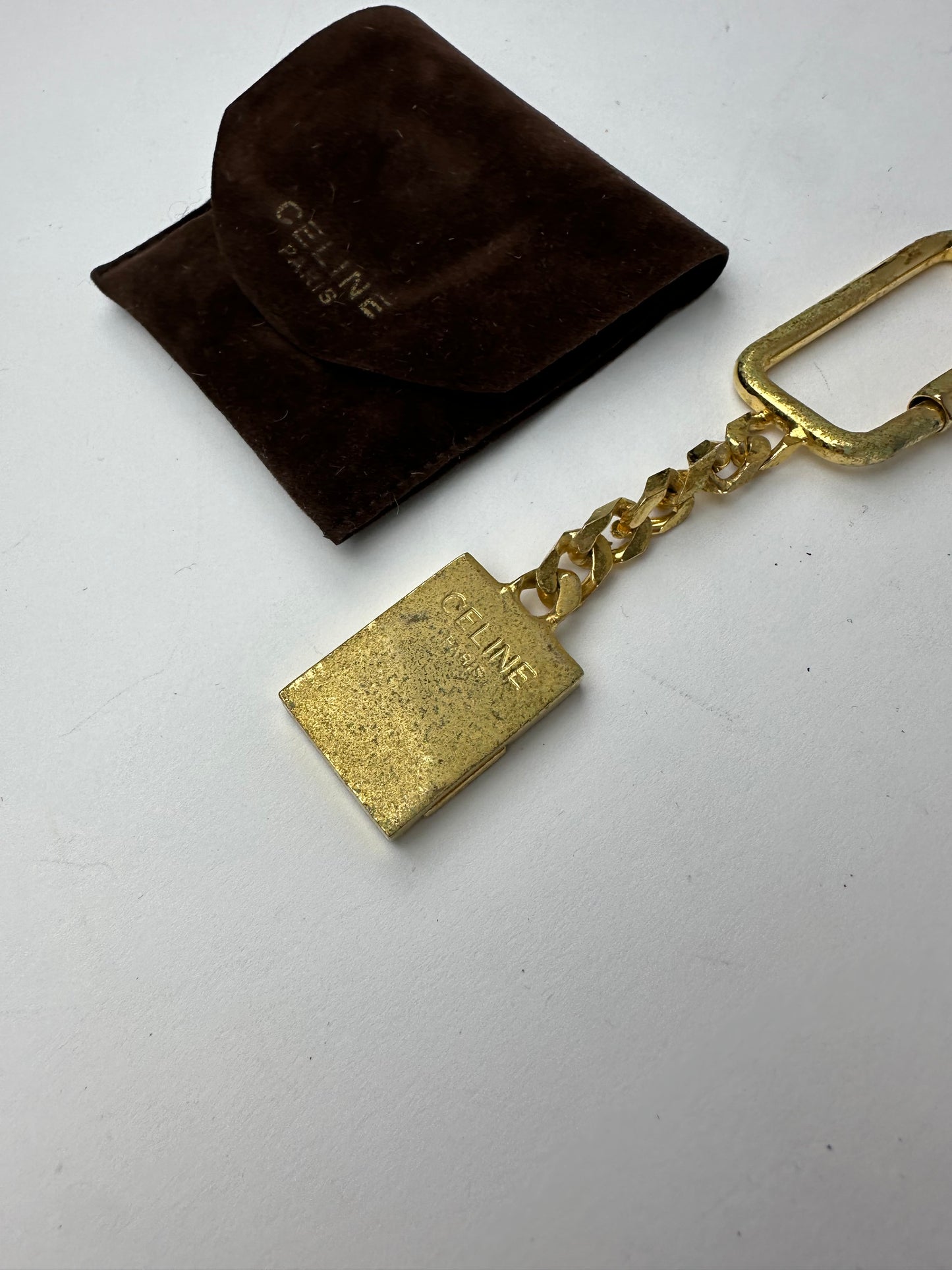 Vintage Celine Keychain / Pendant Gold Black
