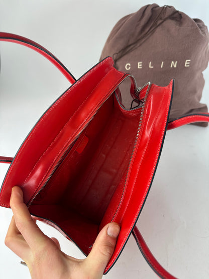 Vintage Celine Paris Patent Leather Handbag Red
