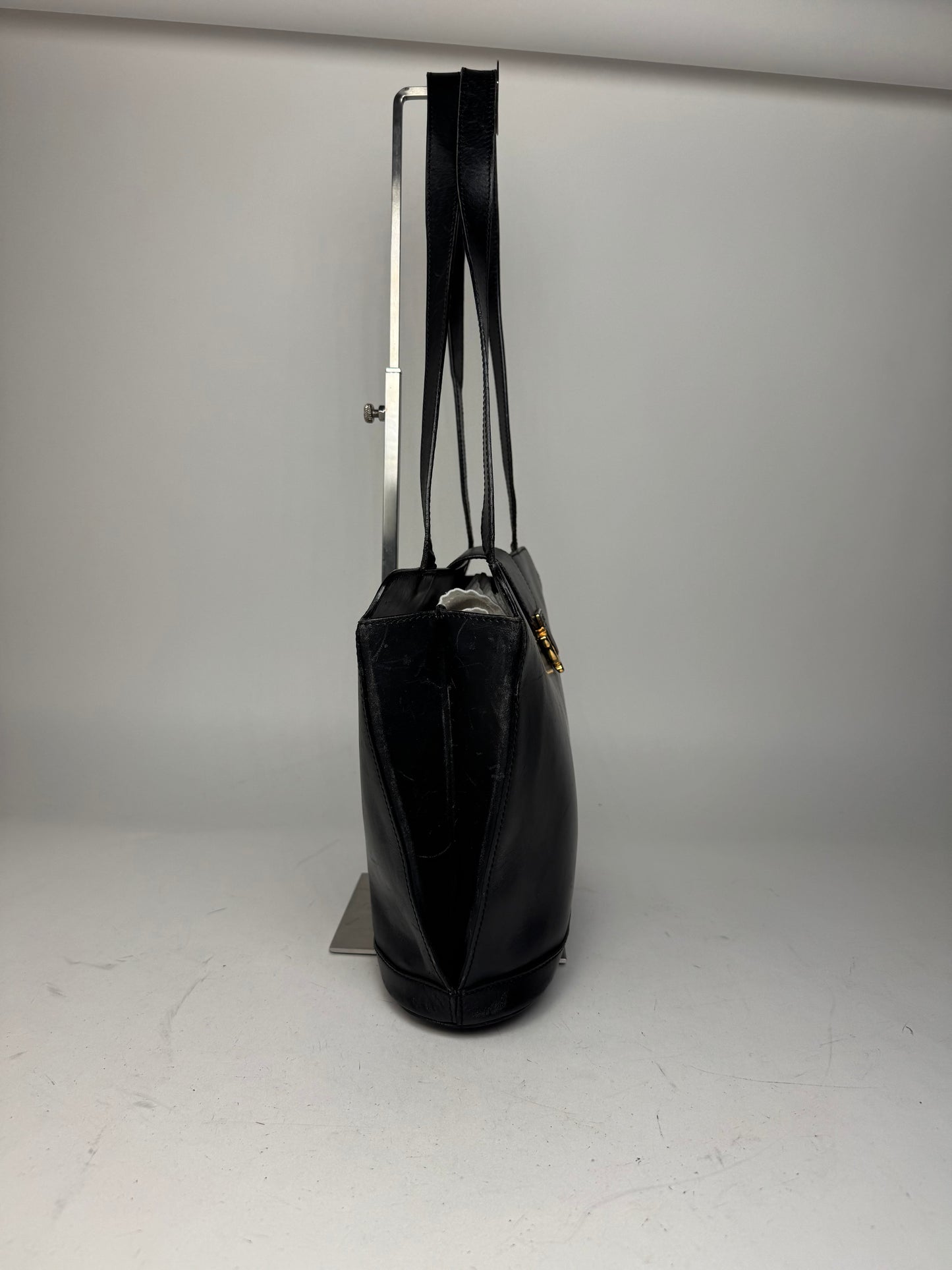 Vintage Celine Paris Leather Handbag Black